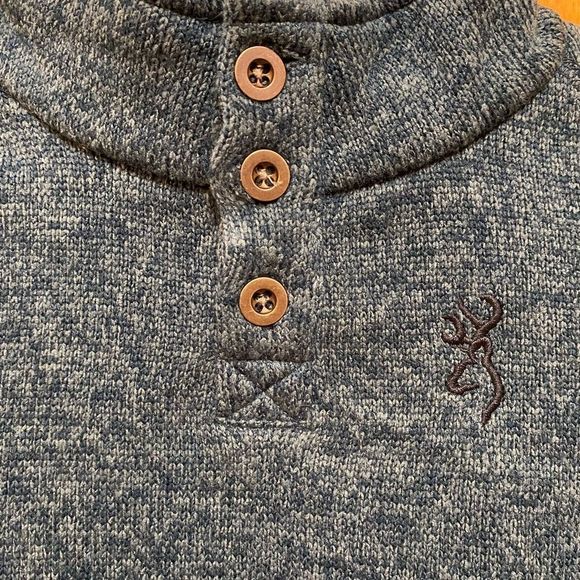 BROWNING Gilson Casual Boy's 3-Button Henley Blue Sweater with Pockets, Size XS - Picture 8 of 8